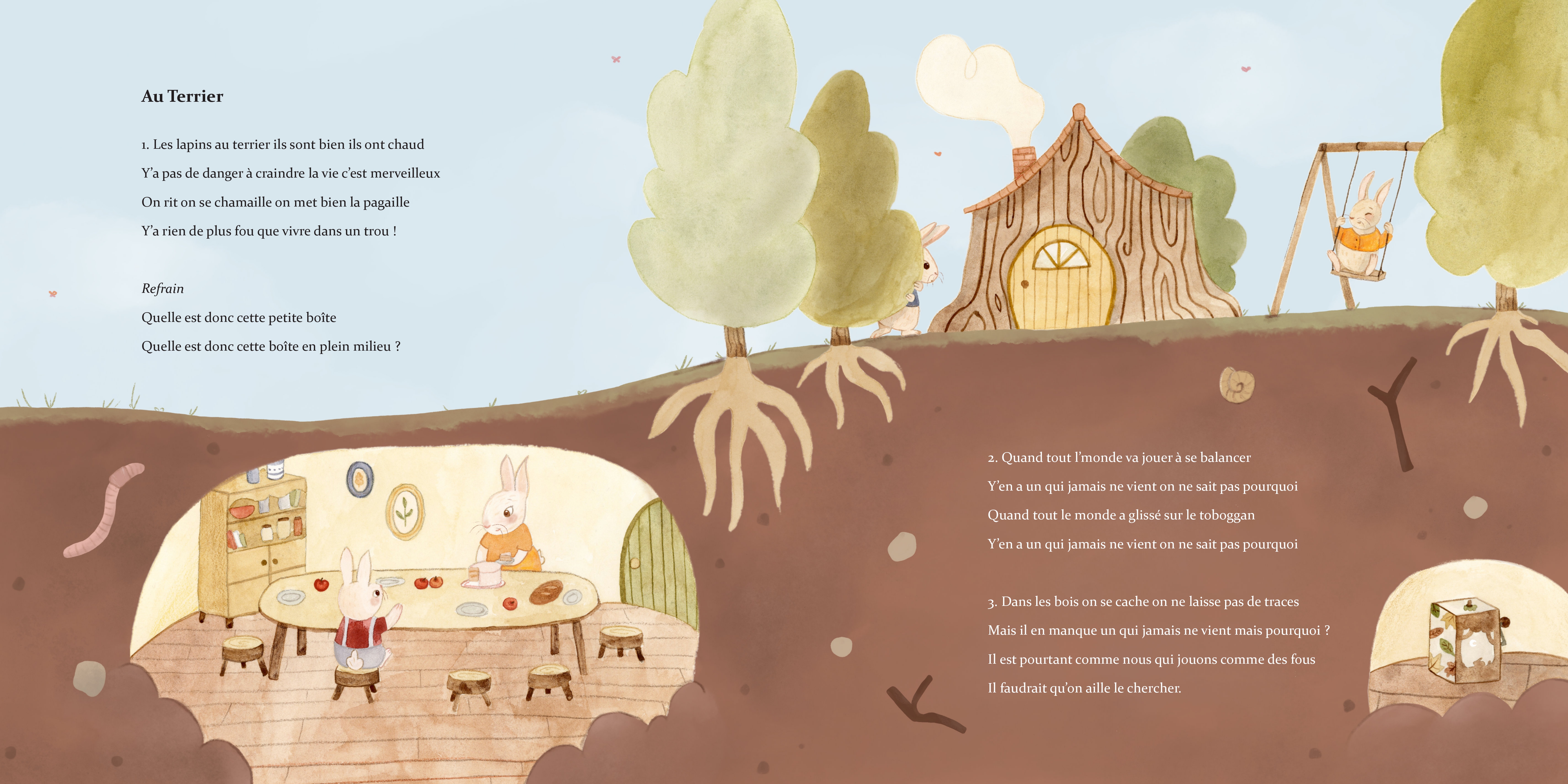 Double-page du Livre Audio Chauffe Marcel ! — Au Terrier